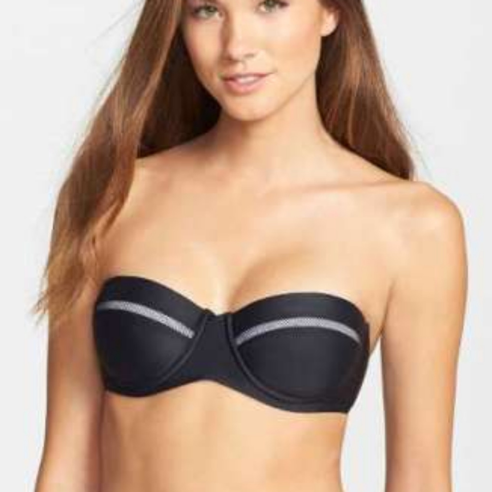 6 SHORE ROAD CHLOE BIKINI TOP W DETACHABLE STRAPS BLACK MEDIUM NWOT